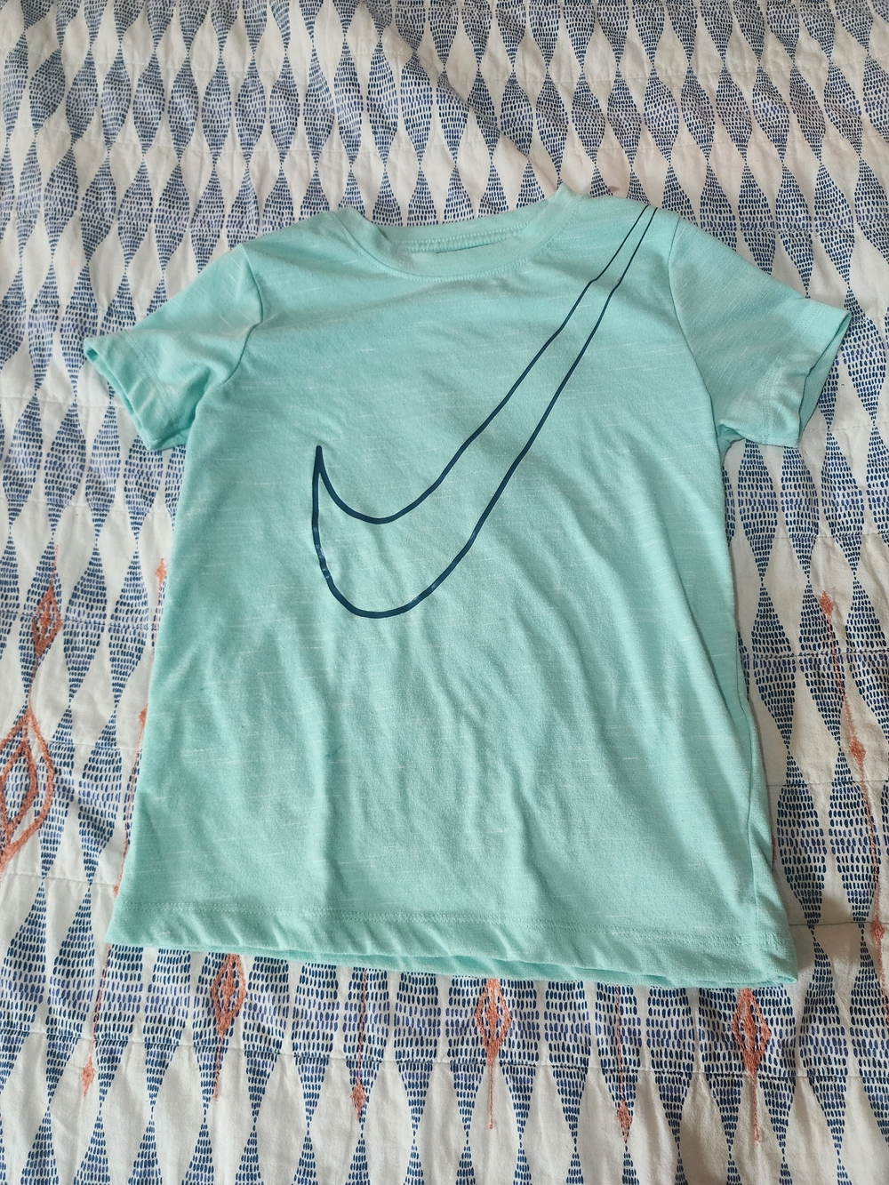 Nike Kids Light Teal Short-Sleeve Tee with Navy Swoosh